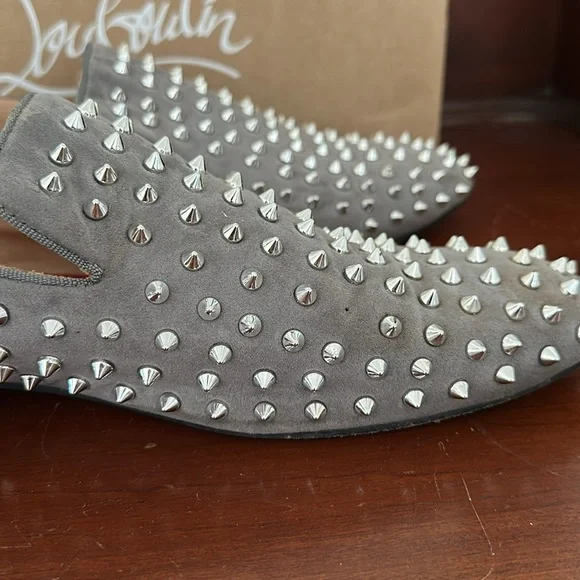 Christian Louboutin Gray Studded Men's Shoes - Picture 10 of 11